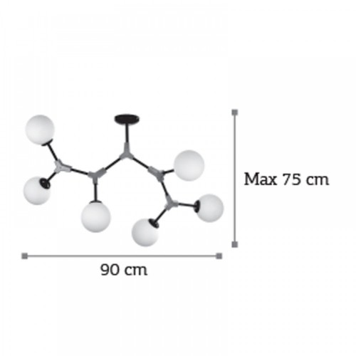Κρεμαστό Φωτιστικό Από Μαύρο Μέταλλο Και Λευκή Οπαλίνα 6x G9 InLight