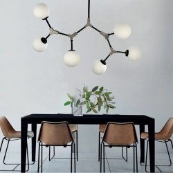 Κρεμαστό Φωτιστικό Από Μαύρο Μέταλλο Και Λευκή Οπαλίνα 6x G9 InLight