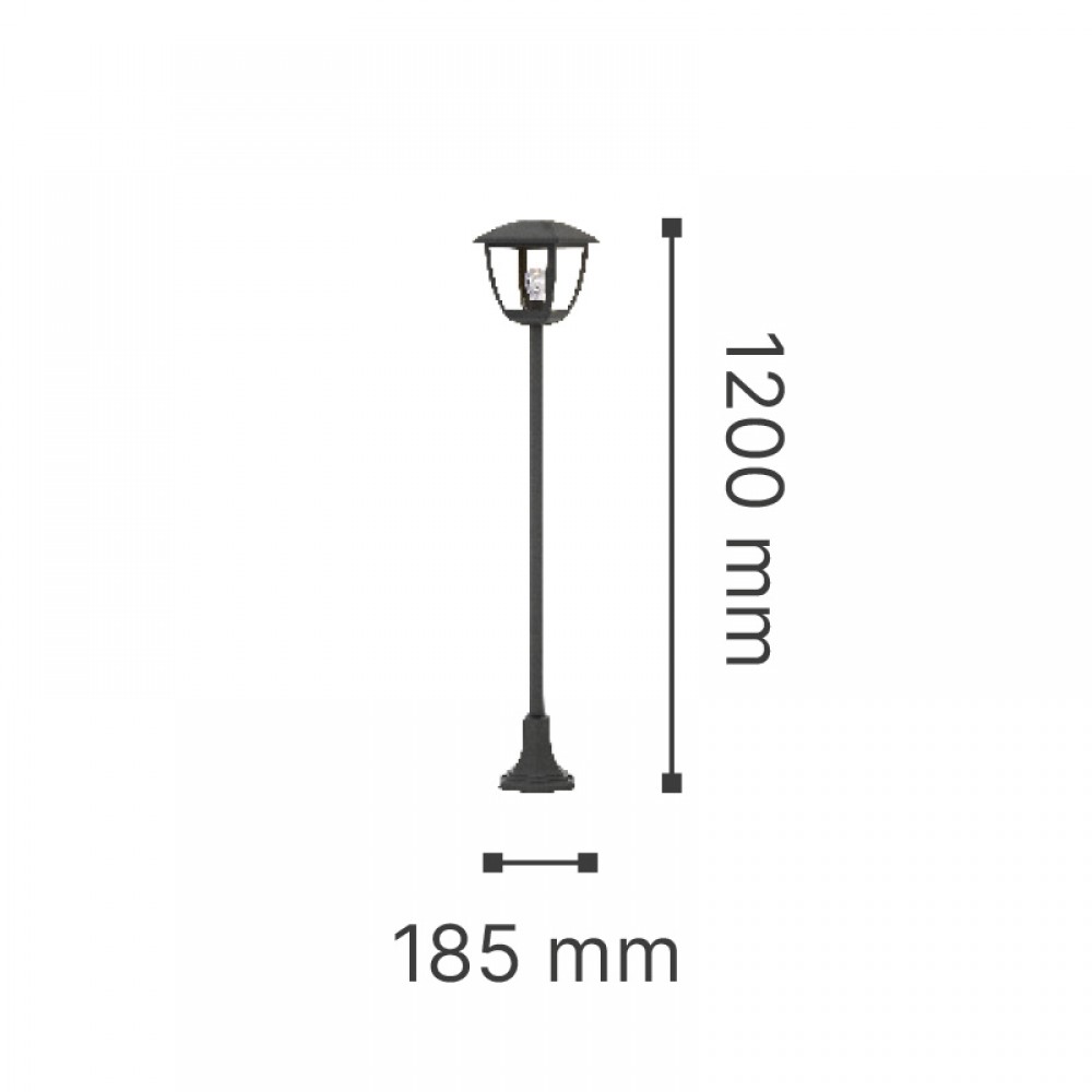 Avalanche Κολώνα Εξωτερικού Χώρου Μαύρη 1xE27 IP44 D:120cmx18.5cm - it-Lighting