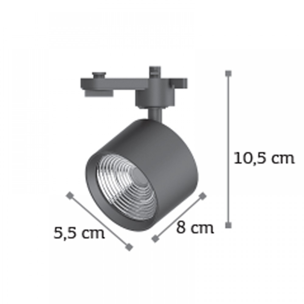 Σποτ Ράγας Μαύρο LED 10W Θερμό Λευκό - InLight