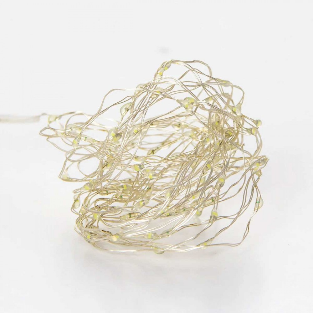 100 ΛΕΥΚΑ MICRO ΦΩΤΑΚΙΑ LED, ΜΕ ΑΣΗΜΙ ΚΑΛΩΔΙΟ