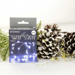 100 ΛΕΥΚΑ MICRO ΦΩΤΑΚΙΑ LED, ΜΕ ΑΣΗΜΙ ΚΑΛΩΔΙΟ