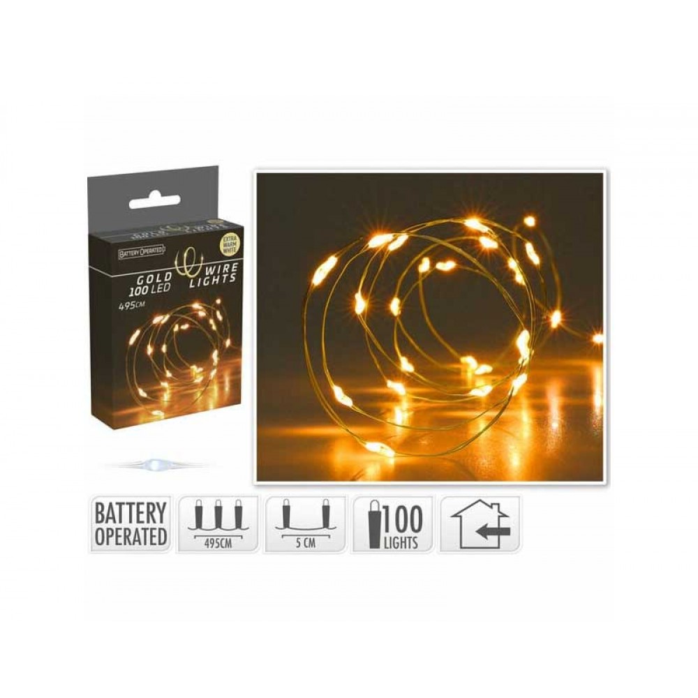 100 ΕΞΤΡΑ ΘΕΡΜΑ ΦΩΤΑΚΙΑ LED ΜΕ ΧΡΥΣΟ ΚΑΛΩΔΙΟ MICRO LED