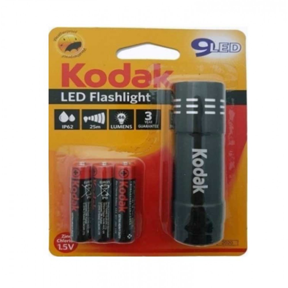 Φακός Μπαταρίας 46 lumen FLASHLIGHT 9 LED Μαύρος - KODAK