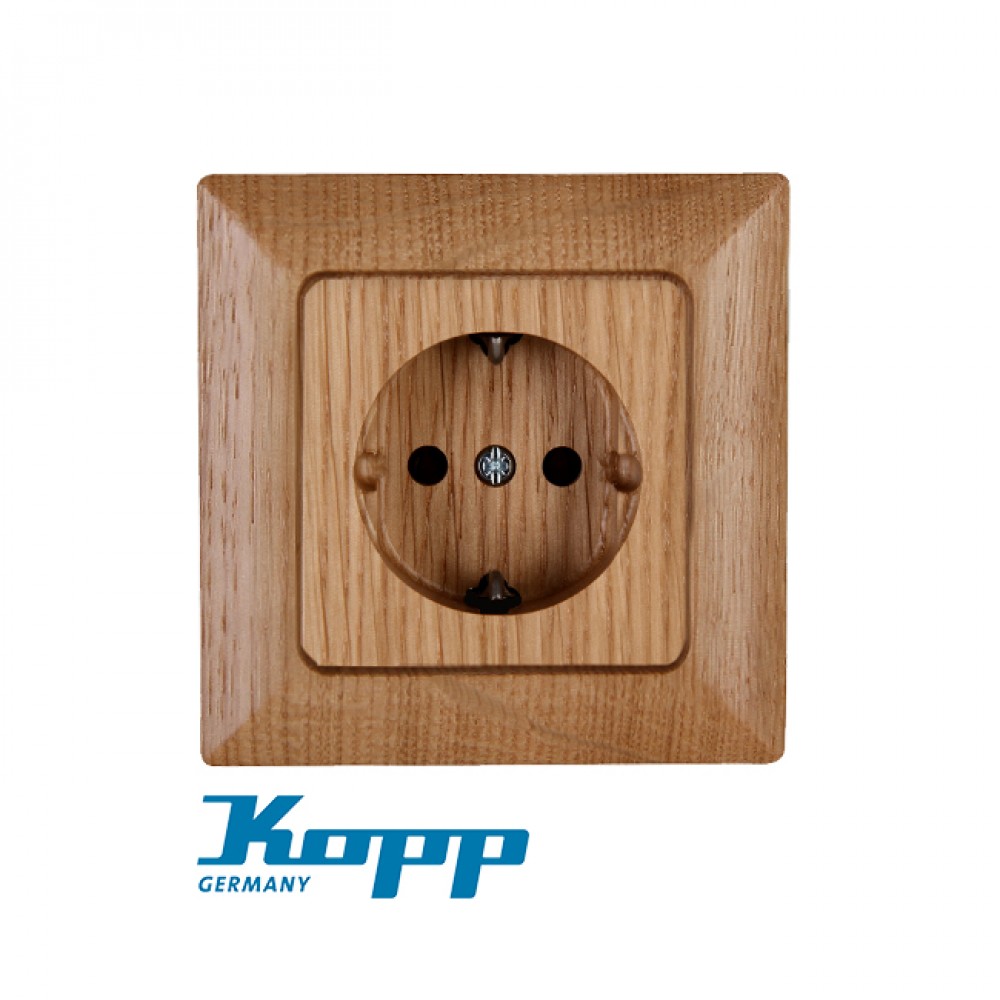 Πρίζα Σούκο Μονή Από Ξύλο Σε Χρώμα Δρυς 16A 250V HK02 - KOPP