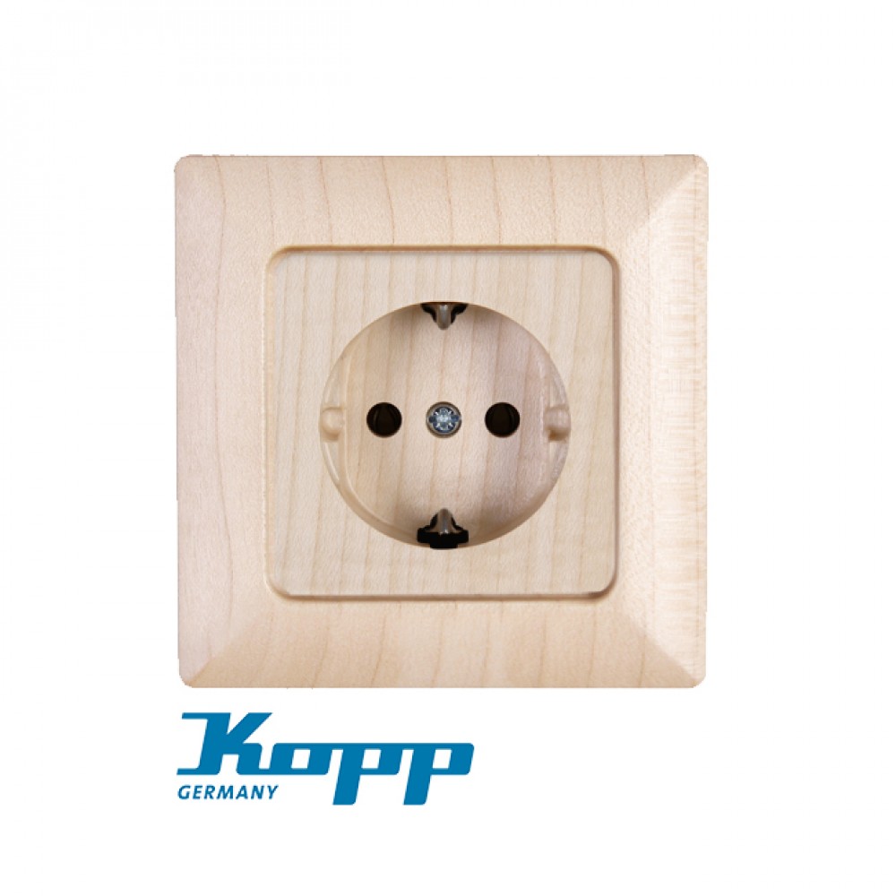 Πρίζα Σούκο Μονή Από Ξύλο Σφεντάμι 16A 250V HK02 - KOPP