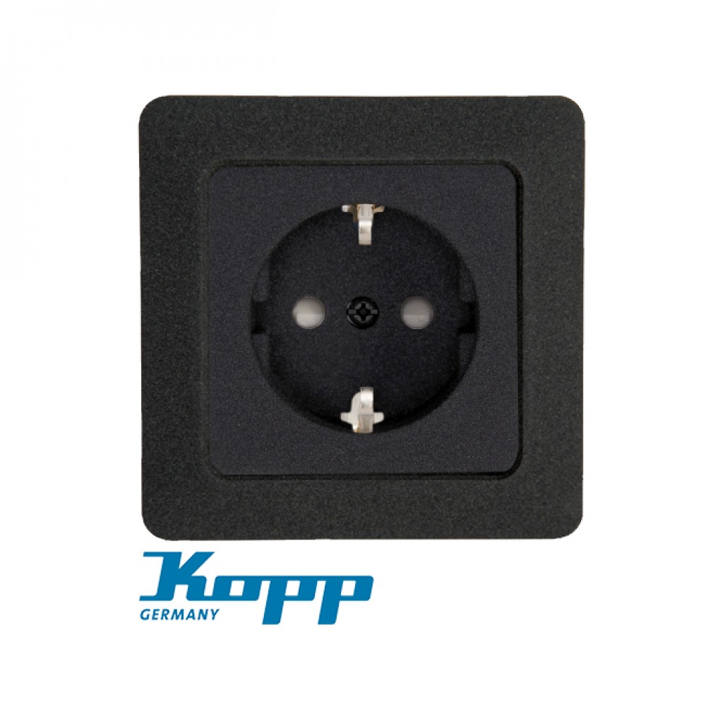 Πρίζα Σούκο Προστασίας Μονή Σε Ανθρακί Χρώμα 16A 250V HK02 - Kopp