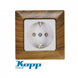 Πρίζα Σούκο Προστασίας Μονή Σε Λευκό Καρυδιά Χρώμα 16A 250V HK02 - Kopp