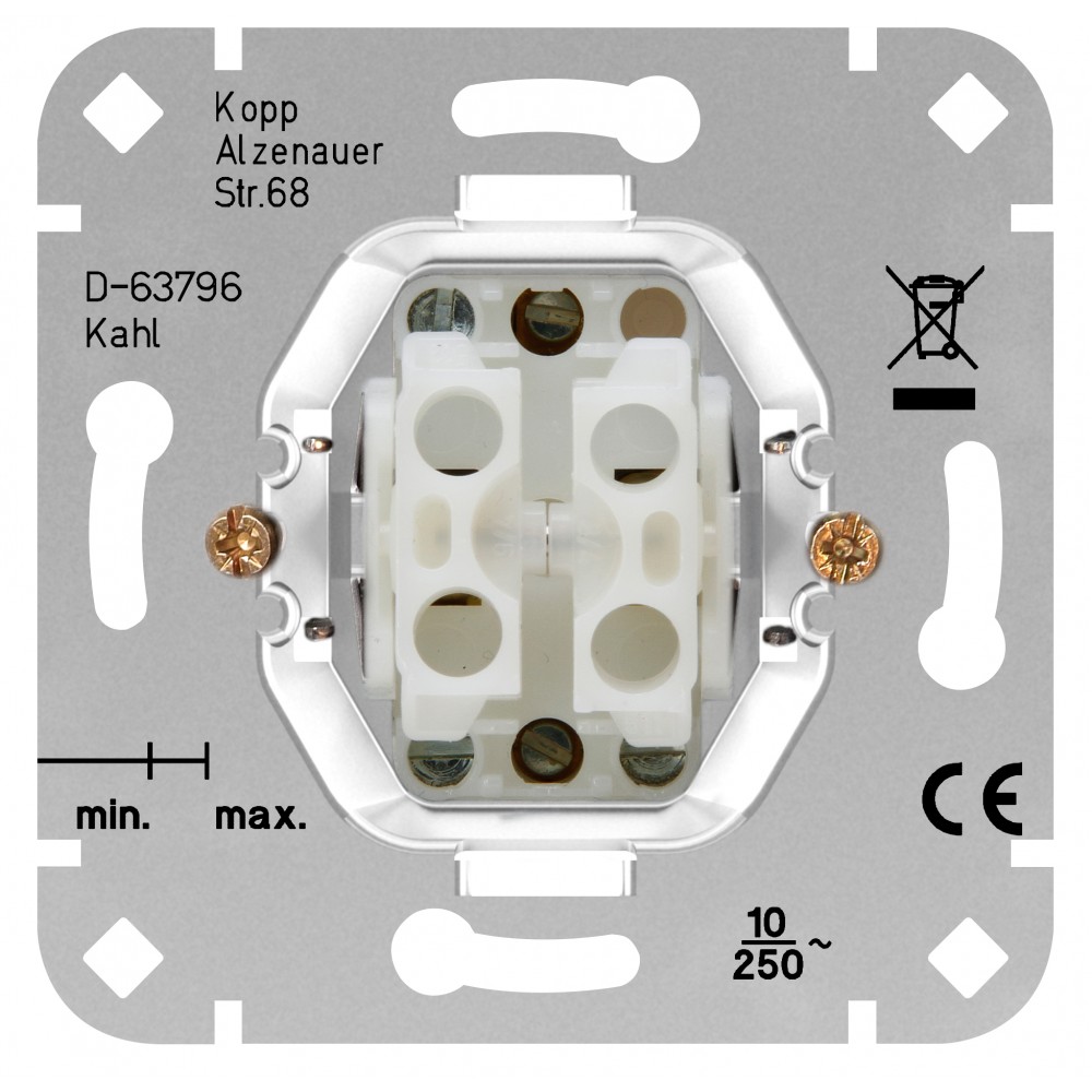 Διακόπτης Διπλός Μπουτόν Σε Δρυς Χρώμα 10A 250V HK02 - Kopp