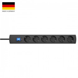 Πολύπριζο Ασφαλείας Πολλαπλών Θέσεων Εξαπλό Ανθρακί Με Διακόπτη DUOversal PLUS - Kopp