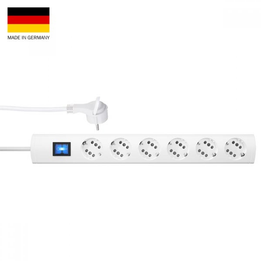 Πολύπριζο Πολλαπλών Θέσεων Εξαπλό Λευκό Με Διακόπτη Με Φις Πλακέ DUOversal PLUS - Kopp