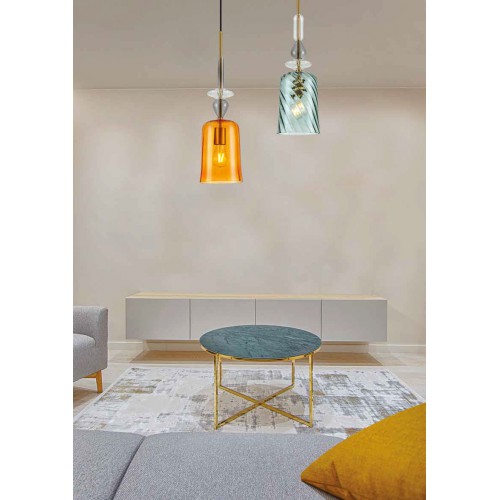 Κρεμαστό Φωτιστικό Μονόφωτο Από Γυαλί Πορτοκαλί 1xE27 Cha Cha - RG LUCIDO