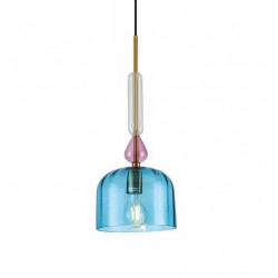 Κρεμαστό Φωτιστικό Μονόφωτο Από Γυαλί Μπλε 1xE27 Cha Cha - BL LUCIDO
