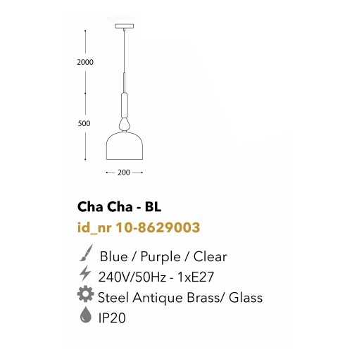 Κρεμαστό Φωτιστικό Μονόφωτο Από Γυαλί Smoked 1xE27 Cha Cha - SG LUCIDO
