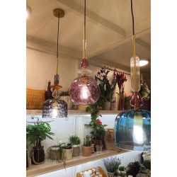 Κρεμαστό Φωτιστικό Μονόφωτο Από Γυαλί Μπλε 1xE27 Cha Cha - BL LUCIDO