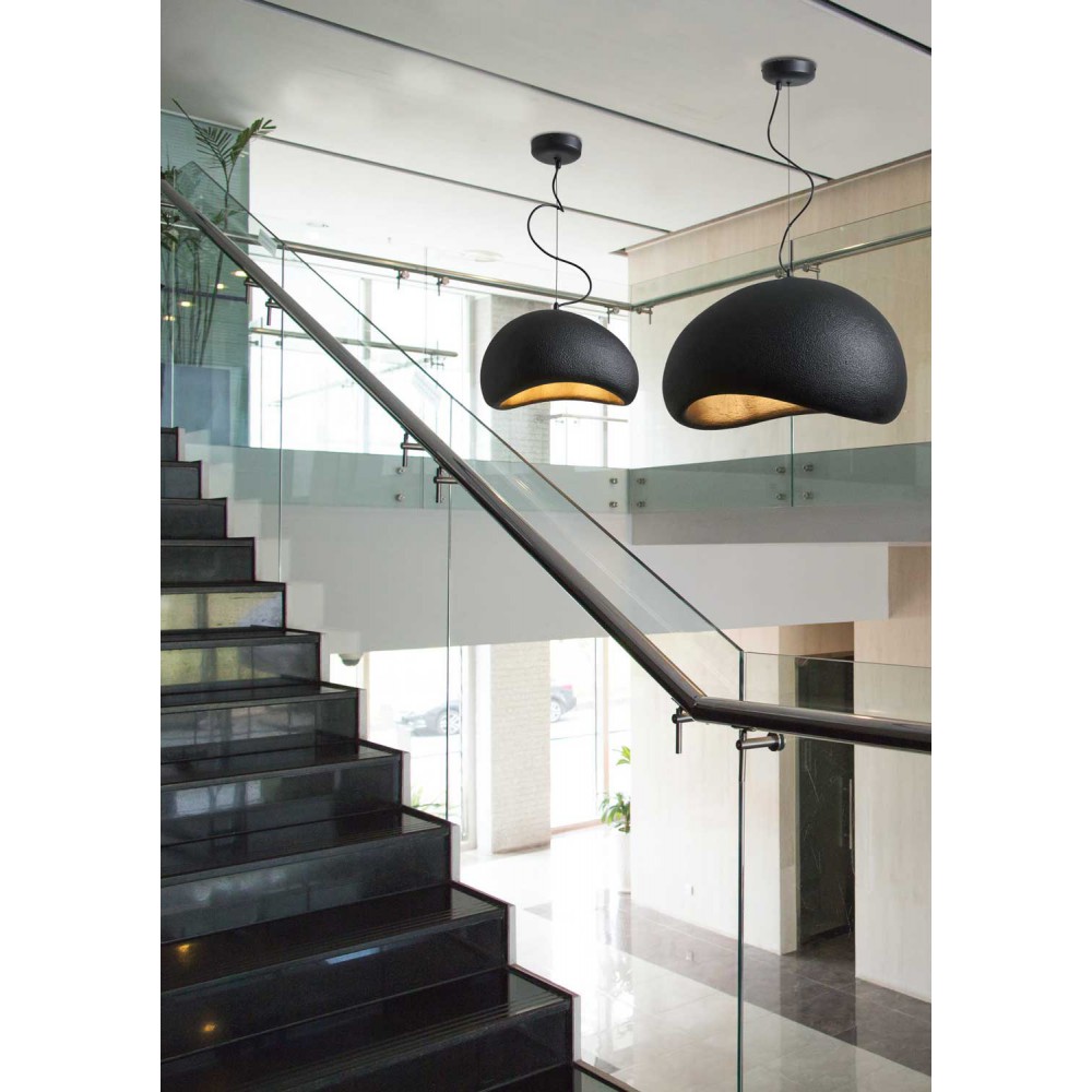 Κρεμαστό Μονόφωτο Μαύρο Από Πολυστερίνη D60cm 1xE27 Φιλοσοφίας Wabi-Sabi