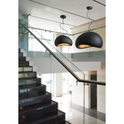 Κρεμαστό Μονόφωτο Μαύρο Από Πολυστερίνη D40cm 1xE27 Φιλοσοφίας Wabi-Sabi