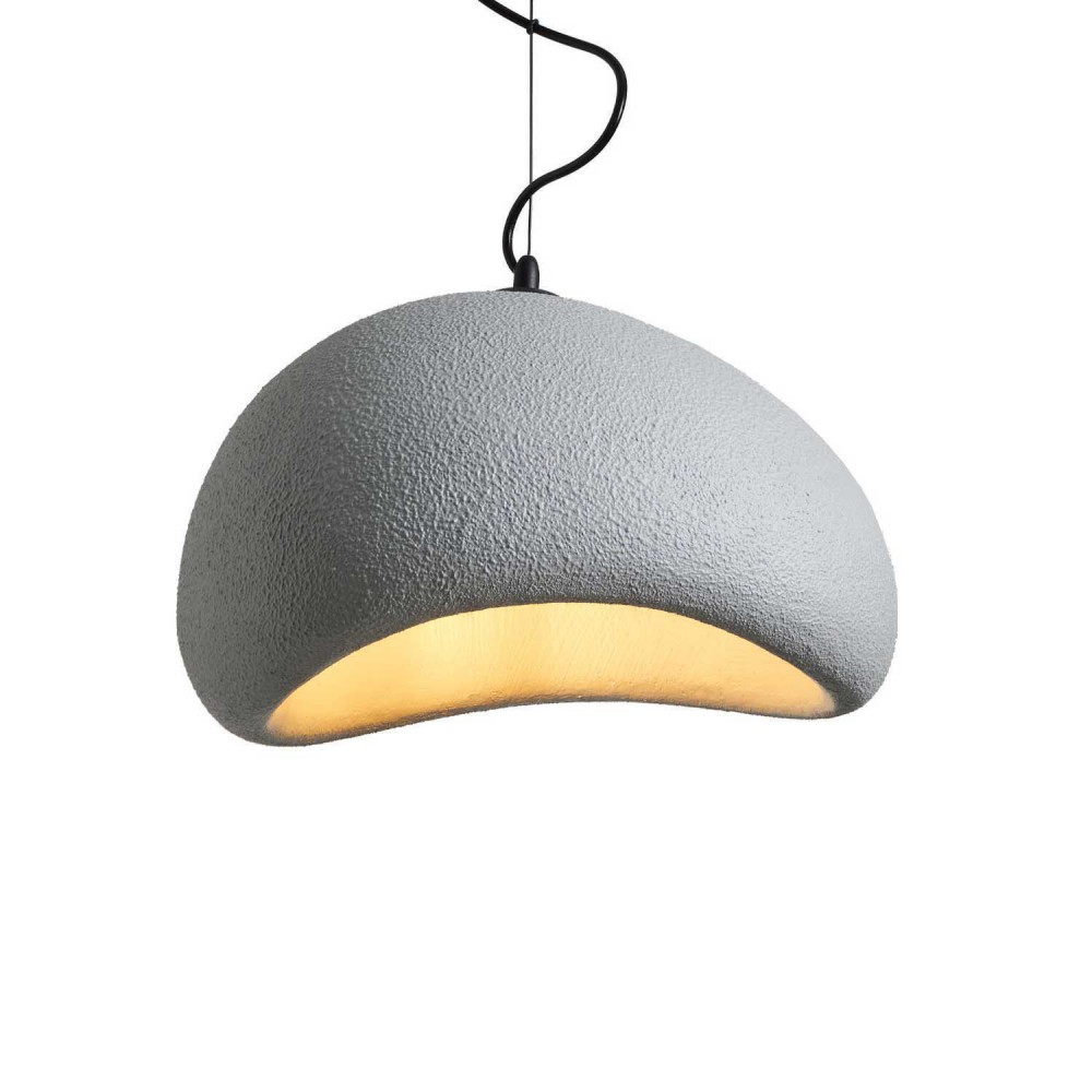 Κρεμαστό Μονόφωτο Γκρι Από Πολυστερίνη D40cm 1xE27 Φιλοσοφίας Wabi-Sabi