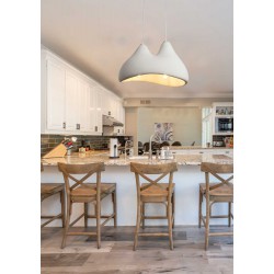 Κρεμαστό Δίφωτο Φωτιστικό Λευκό Από Πολυστερίνη D60cm 2xE27 Φιλοσοφίας Wabi-Sabi