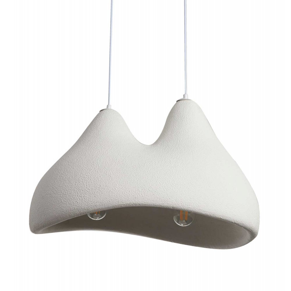 Κρεμαστό Δίφωτο Φωτιστικό Λευκό Από Πολυστερίνη D60cm 2xE27 Φιλοσοφίας Wabi-Sabi