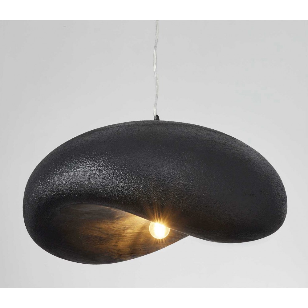 Κρεμαστό Μονόφωτο Μαύρο Από Πολυστερίνη D60cm  1xE27 Φιλοσοφίας Wabi-Sabi