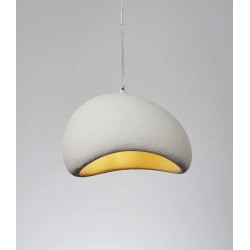 Κρεμαστό Μονόφωτο Λευκό Από Πολυστερίνη D40cm  1xE27 Φιλοσοφίας Wabi-Sabi