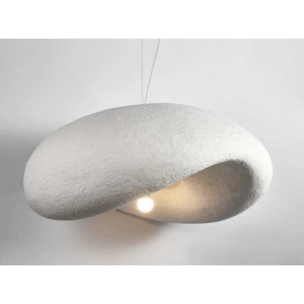 Κρεμαστό Μονόφωτο Λευκό Από Πολυστερίνη 60cm Wavy 1xE27 Φιλοσοφίας Wabi-Sabi