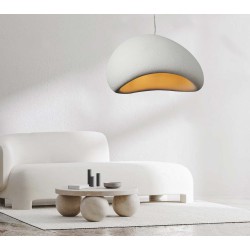 Κρεμαστό Μεγάλο Μονόφωτο Λευκό Από Πολυστερίνη D80cm  1xE27 Φιλοσοφίας Wabi-Sabi