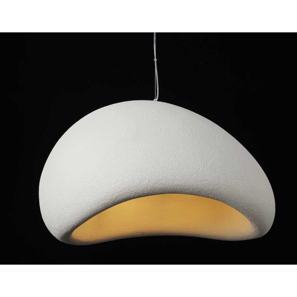 Κρεμαστό Μεγάλο Μονόφωτο Λευκό Από Πολυστερίνη D80cm  1xE27 Φιλοσοφίας Wabi-Sabi