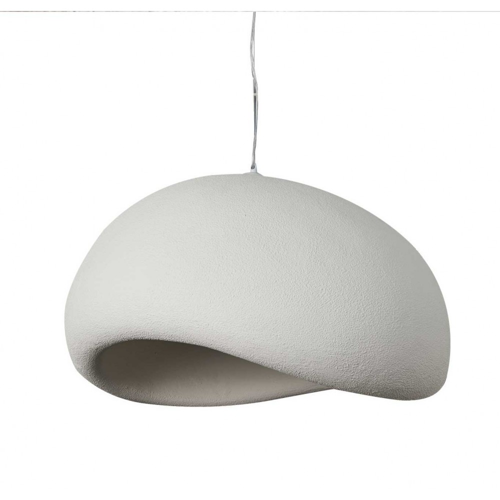 Κρεμαστό Μεγάλο Μονόφωτο Λευκό Από Πολυστερίνη D80cm  1xE27 Φιλοσοφίας Wabi-Sabi