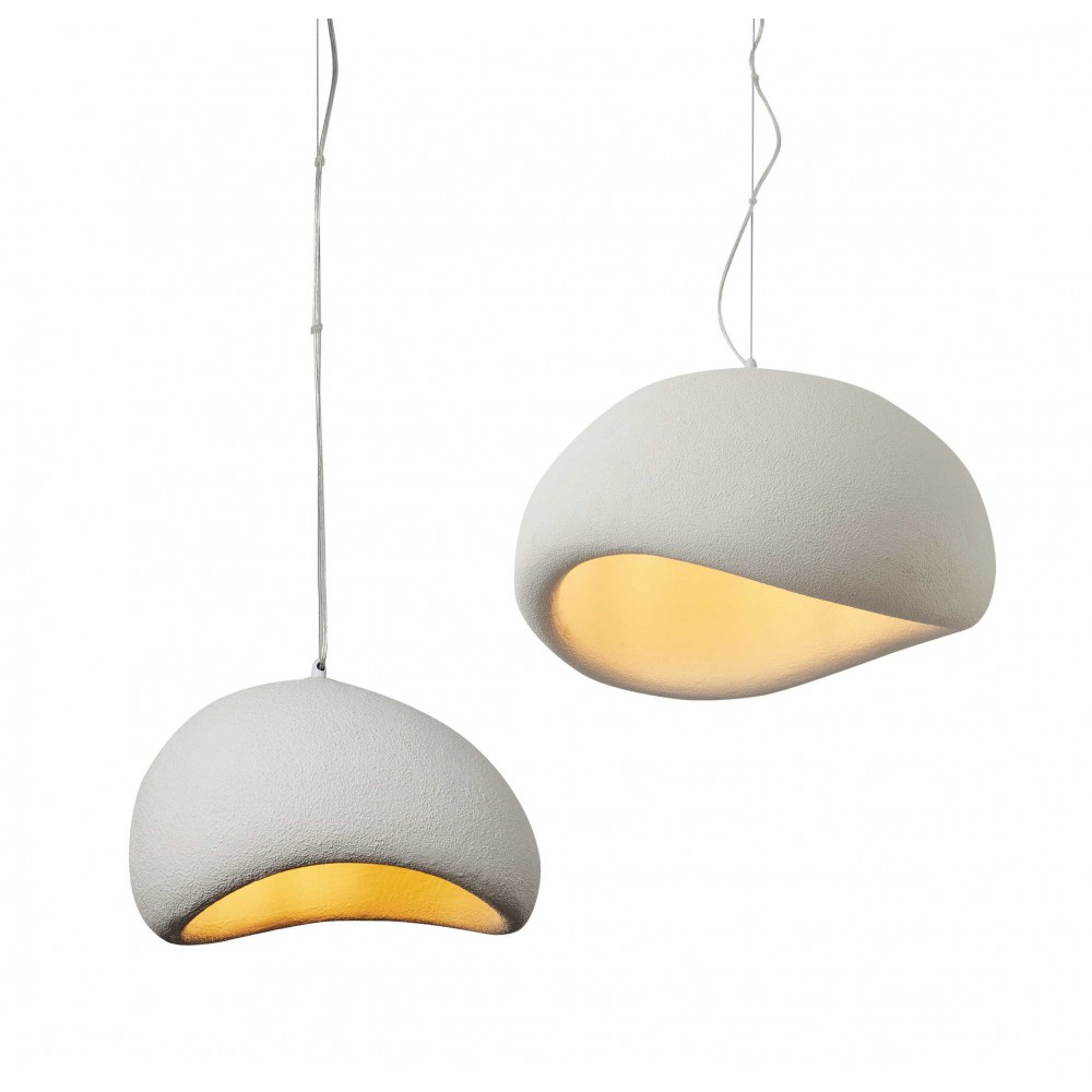 Κρεμαστό Μονόφωτο Λευκό Από Πολυστερίνη 60cm 1xE27 Φιλοσοφίας Wabi-Sabi