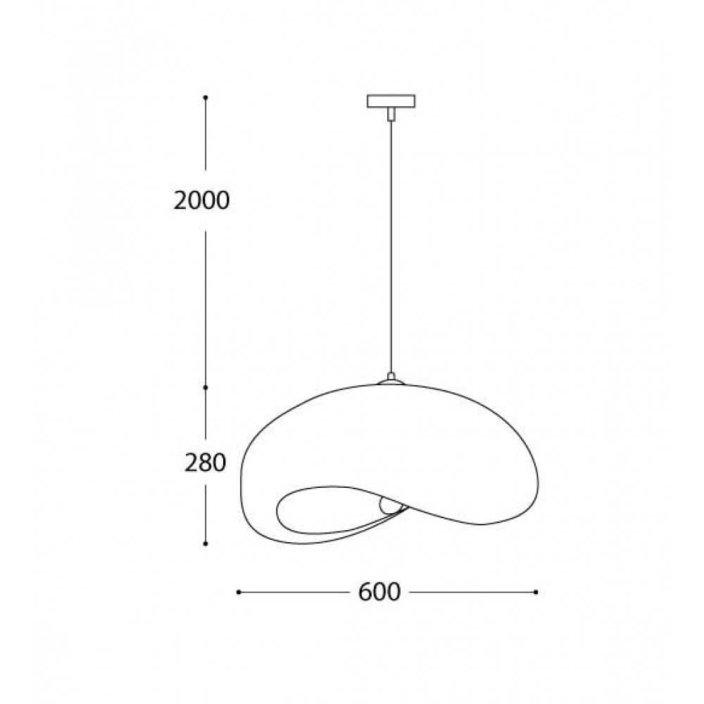 Κρεμαστό Μονόφωτο Μαύρο Από Πολυστερίνη D60cm  1xE27 Φιλοσοφίας Wabi-Sabi