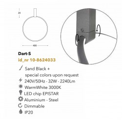 Led Φωτιστικό Οροφής Αλουμινίου Μαύρο D40cm 32W Dart-S LUCIDO