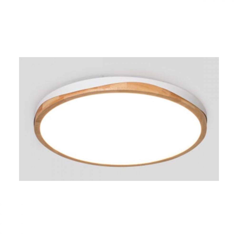 LED Πλαφονιέρα Αλουμινίου Με Ξύλο Στρογγυλή - 40W 2800lm Eswood - LUCIDO