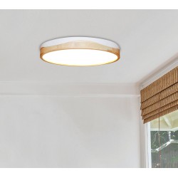LED Πλαφονιέρα Αλουμινίου Με Ξύλο Στρογγυλή - 40W 2800lm Eswood - LUCIDO