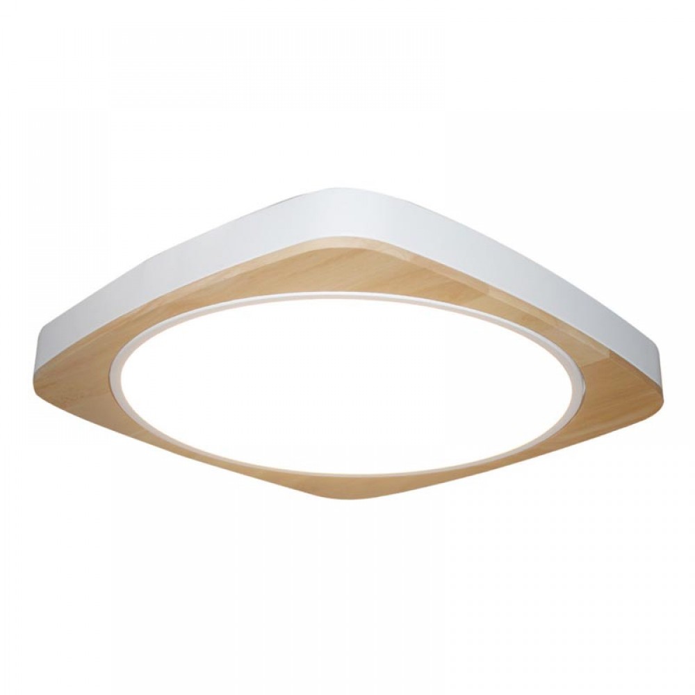 LED Πλαφονιέρα Αλουμινίου Με Ξύλο Τετράγωνη - 30W 2100lm Eswood - LUCIDO