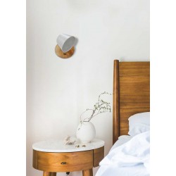 LED Επιτοίχιο Φωτιστικό Από Φυσικό Ξύλο και Αλουμίνιο Λευκό 6W Albergo LUCIDO