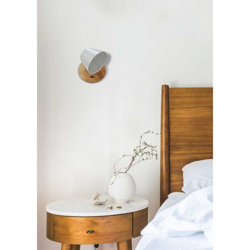 LED Επιτοίχιο Φωτιστικό Από Φυσικό Ξύλο και Αλουμίνιο Λευκό 6W Albergo LUCIDO