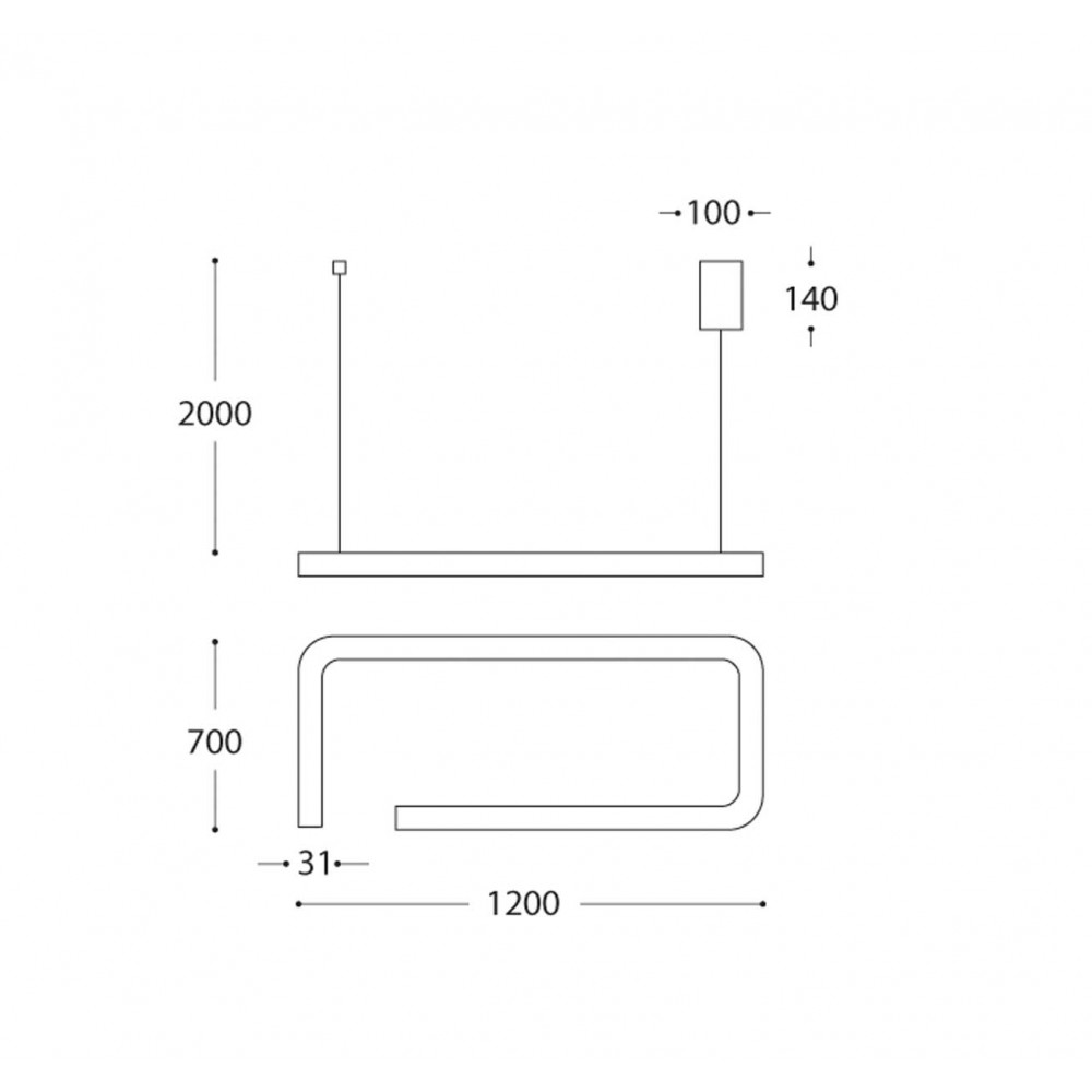 Led Κρεμαστό Φωτιστικό Αλουμινίου Μαύρο 36W Dimmable Powered by OSRAM Hose- RC LUCIDO