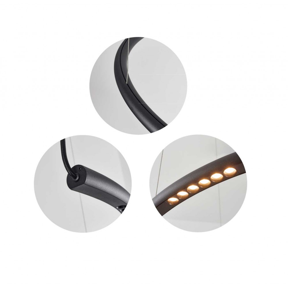 Led Κρεμαστό Φωτιστικό Αλουμινίου Μαύρο 24W Dimmable Powered by OSRAM Hose- RD LUCIDO