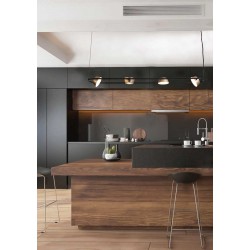 Led Κρεμαστό Φωτιστικό Αλουμινίου Μαύρο Και Σαμπανιζέ 32W Dimmable Hatty LUCIDO