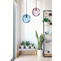 Κρεμαστό Φωτιστικό Μονόφωτο Από Γυαλί Μωβ 1xE27 Lens-PL LUCIDO