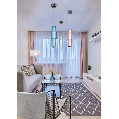 Led Κρεμαστό Φωτιστικό Γυάλινο Οπάλ Μπλε 12W Dimmable Pop - BL LUCIDO