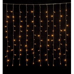 650 Led Σταθερή Συμμετρική Κουρτίνα Με Μετασχηματιστή Ιp44 Και Επέκταση 300 x 300(h)cm,Με Διάφανο Καλώδιο/Θερμό (Amber) Λαμπάκι