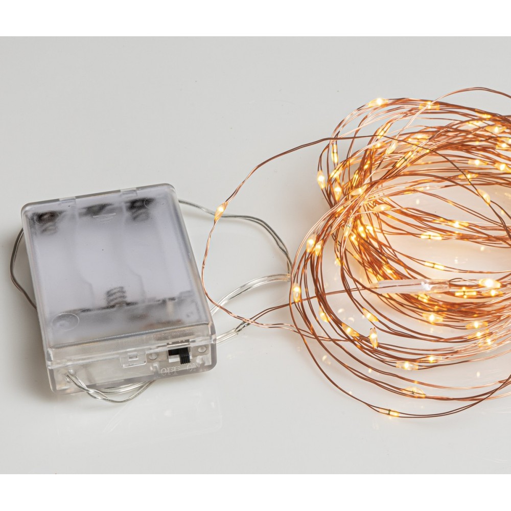 200 Fairylights Led Λαμπάκια Χαλκού Μπαταρίας Με Θερμό Φωτισμό Και Χάλκινο Καλώδιο 20 Μέτρα