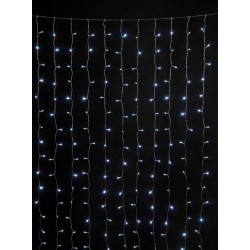 Led Κουρτίνα Συμμετρική Με Μετασχηματιστή Και Επέκταση 400 x 300cm, Με Διάφανο Καλώδιο, Ψυχρό Λευκό Λαμπάκι, 740 Leds