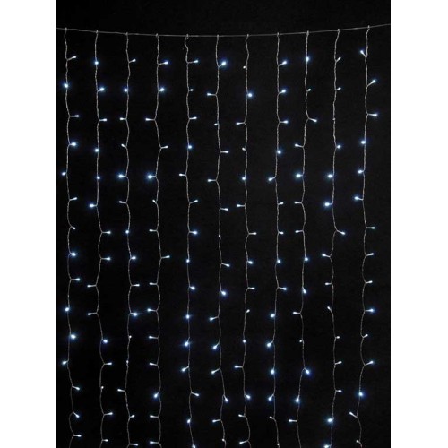 Led Κουρτίνα Συμμετρική Με Μετασχηματιστή Και Επέκταση 400 x 300cm, Με Διάφανο Καλώδιο, Ψυχρό Λευκό Λαμπάκι, 740 Leds