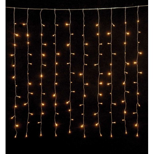 Led Κουρτίνα Συμμετρική Με Μετασχηματιστή Και Επέκταση 200 x 300cm, Με Διάφανο Καλώδιο, Θερμό Λαμπάκι, 540 Leds