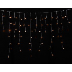 200Led Ασύμμετρη Κουρτίνα Μπαταρίας AA Με Χρονοδιακόπτη Διάφανο Καλώδιο/Θερμό Amber Λαμπάκι 300 x 70(h)cm - IP44