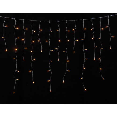 200Led Ασύμμετρη Κουρτίνα Μπαταρίας AA Με Χρονοδιακόπτη Διάφανο Καλώδιο/Θερμό Amber Λαμπάκι 300 x 70(h)cm - IP44